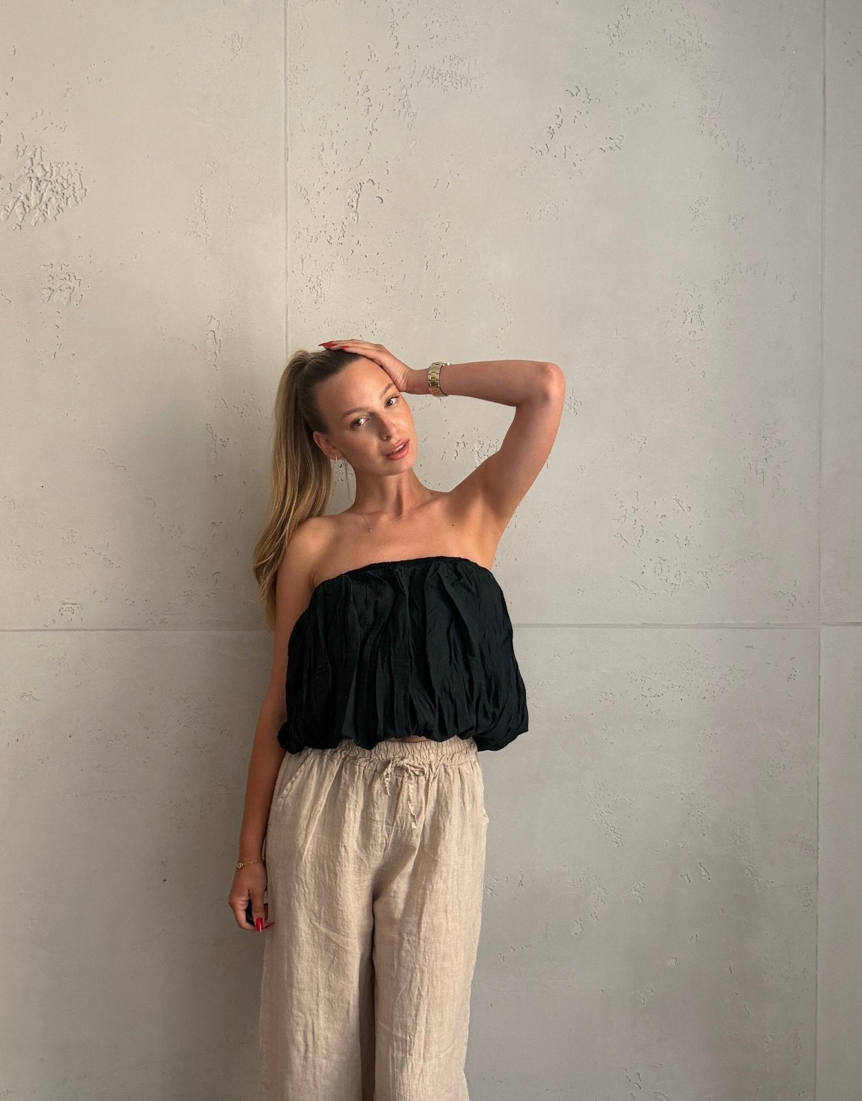 Top bandeau sin tirantes con elástico ancho
