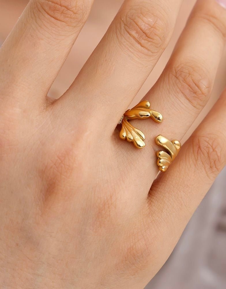 Anillo ajustable – Acero inoxidable, dorado, talla única