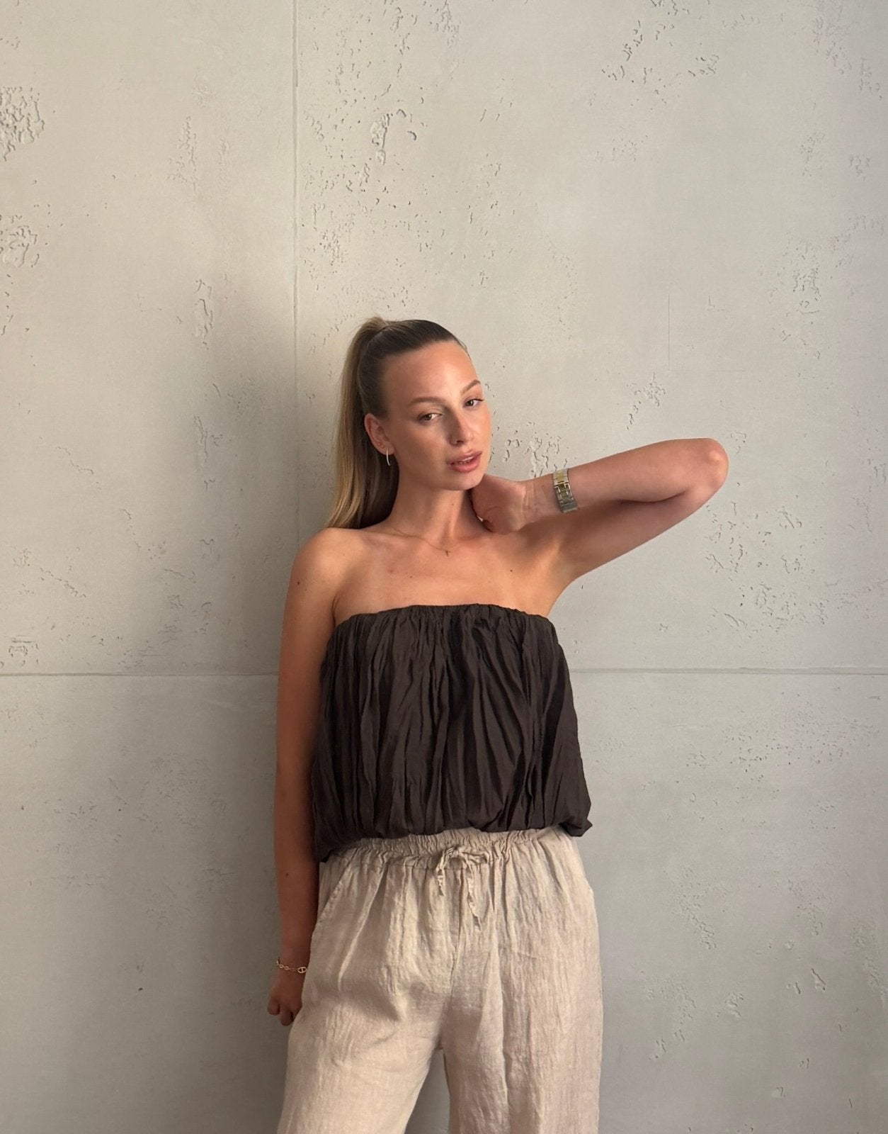 Top bandeau sin tirantes con elástico ancho
