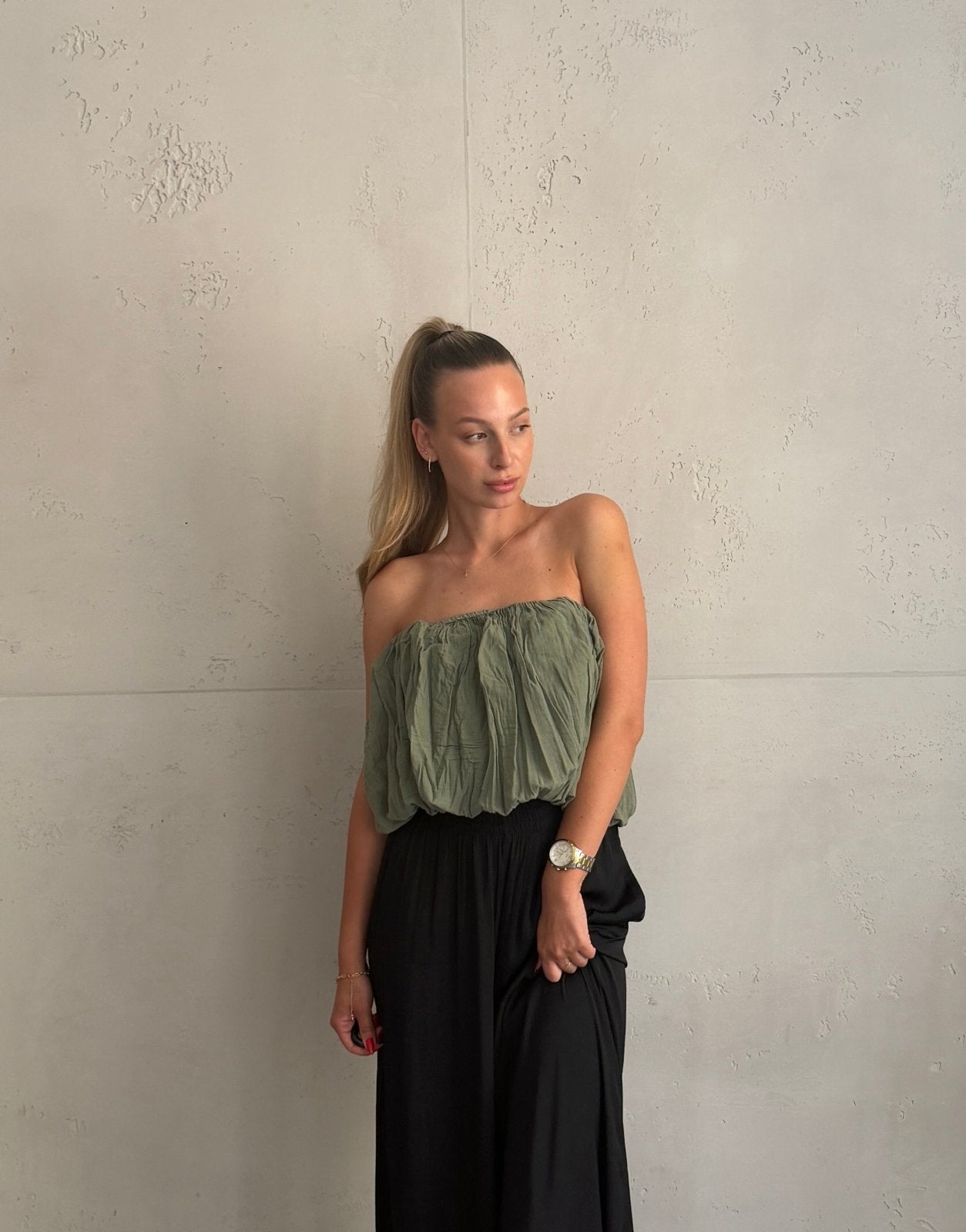 Top bandeau sin tirantes con elástico ancho