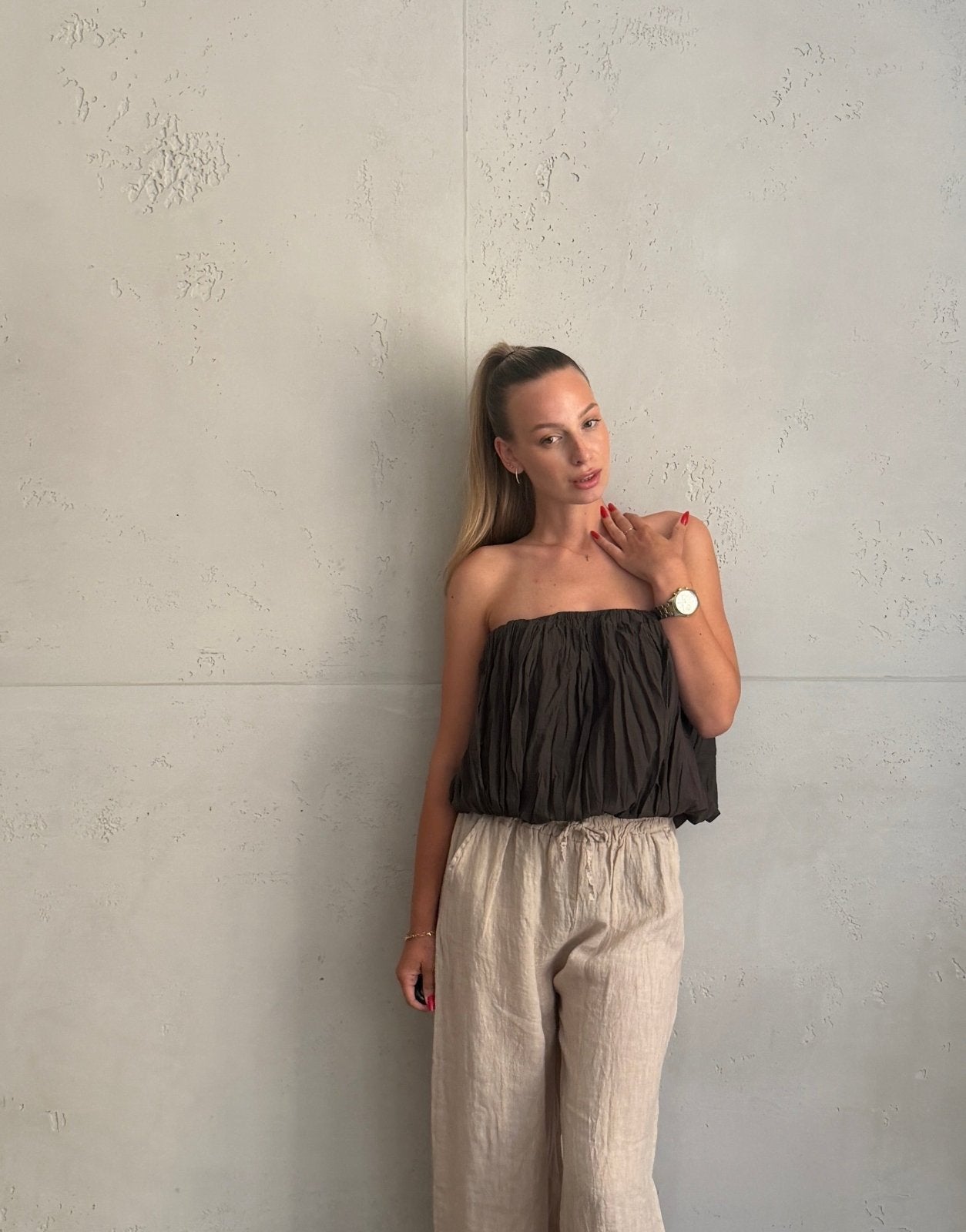 Top bandeau sin tirantes con elástico ancho